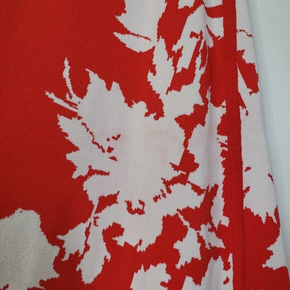Yoana Baraschi Petaluma Fit & Flare Floral Sweater Dress S Red Orange Ivory - Picture 7 of 12